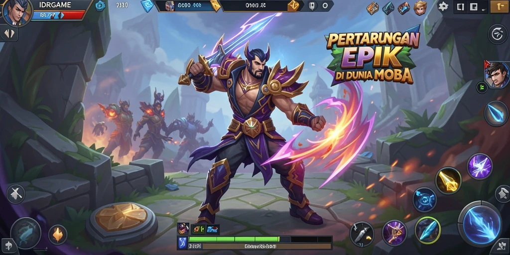 Screenshot menunjukkan aksi pertarungan di dalam game MOBA IDRGAME.